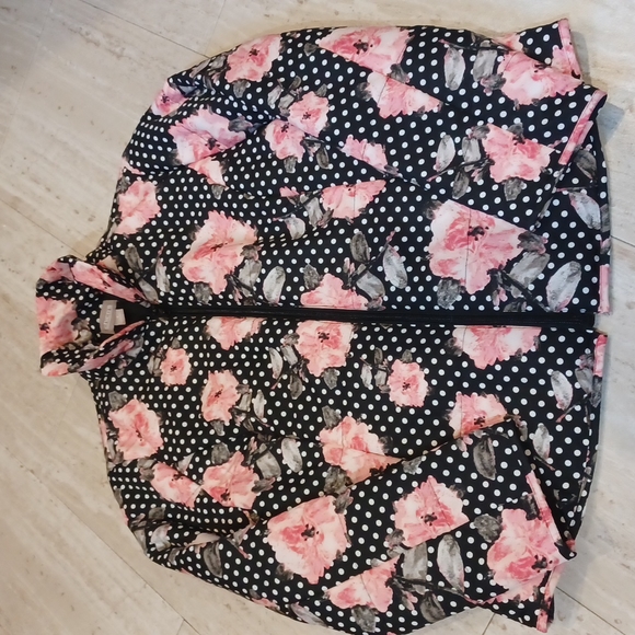 Chico's Jackets & Blazers - Chico's Lightly Quilted Black/White Polka Dot Flower Jacket
